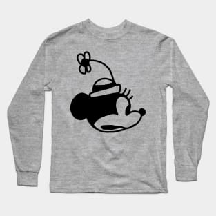 Running Cartoon Girl Mouse Portrait from Steamboat Willie Long Sleeve T-Shirt